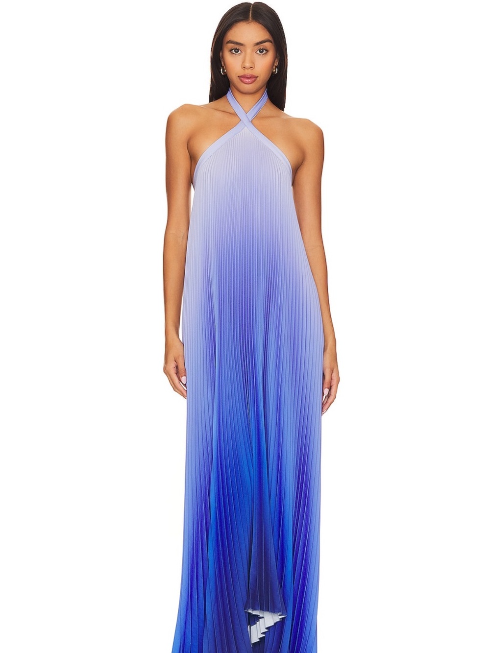 L’IDEE, DEESSE GOWN, Gradient Halter Maxi Dress in Lavender to Blue